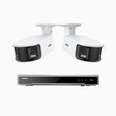 NightChroma<sup>TM</sup> NDK800 – 4K 8 Channel 2 Panoramic Dual Lens Cameras PoE Security System, f/1.0 Super Aperture, Acme Color Night Vision, Active Siren and Strobe, Human & Vehicle Detection, 2CH 4K Decoding Capability, Built-in Mic ,Two-Way Audio
